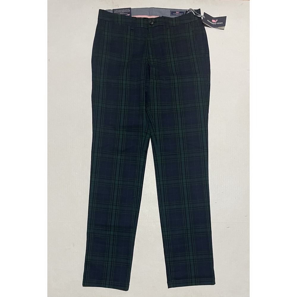 Vineyard Vines Breaker Pants Mens 32 x 34‎ Plaid Green Preppy Chino Straight Leg
